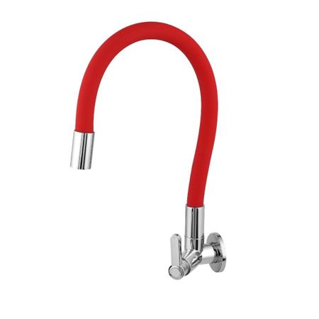Torneira Gourmet Flexível Para Cozinha ABS 1/4 De Volta Vermelho Linha Color Parede - Caman Acabamentos Imagem de Torneira Gourmet Flexível Para Cozinha ABS 1/4 De Volta Vermelho Linha Color Parede