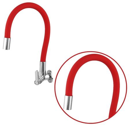 Torneira Gourmet Flexível Para Cozinha ABS 1/4 De Volta Vermelho Linha Color Parede - Caman Acabamentos Imagem de Torneira Gourmet Flexível Para Cozinha ABS 1/4 De Volta Vermelho Linha Color Parede