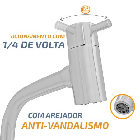 Imagem de Torneira Link Lavatório Banheiro Mesa Metal Luxo 1/4 Volta