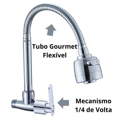 Imagem de Torneira Metal Inox Gourmet Pia Cozinha Luxo De Parede