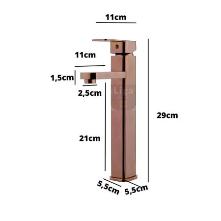 Imagem de Torneira Monoc Banheiro Alta Rose Gold F2016r Quadrada