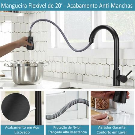 Imagem de Torneira Monocomando Giratória para Filtro Gourmet Cozinha Churrasqueira Com Suporte Purificador Bica Alta Pia Bancada Bico Aerador Misturador