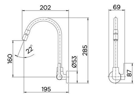 Docol 00801406 Torneira para Cozinha Parede Bica Alta, Cromado