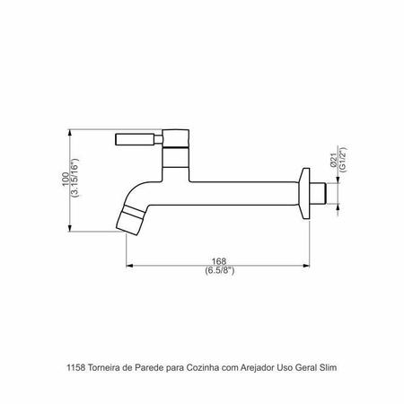 Imagem de Torneira Parede Cozinha Arejador - Slim