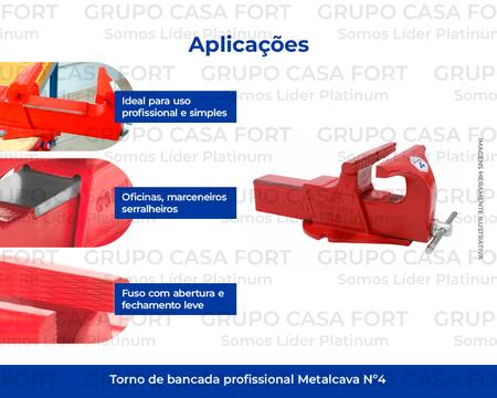 Imagem de Torno de Bancada Profissional Metalcava N4" com Abertura máxima 90mm