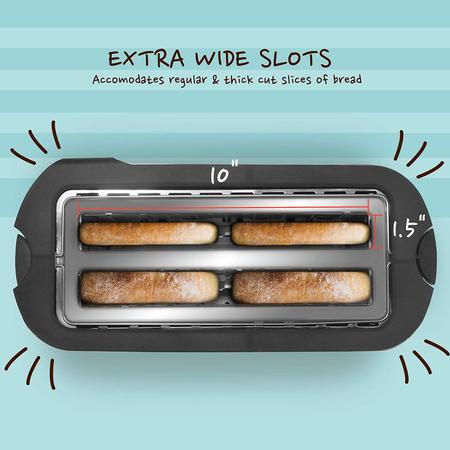 Imagem de Torradeira Inox com 4 fatias, slot largo e 6 ajustes de tostagem - Reaquece, cancela e descongela