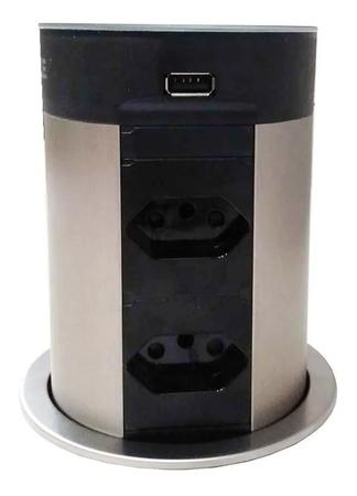 Imagem de Torre de Tomada Automática com Carregador de Indução com 4 Tomadas e 2 USB Preto