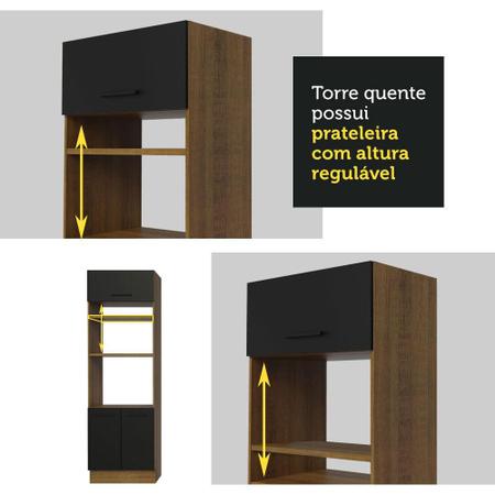 Imagem de Torre Quente Armário de Cozinha 70 cm 3 Portas Rustic/Preto Agata Madesa