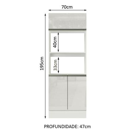 Imagem de Torre-Quente Armário de Cozinha Para 2 Fornos 100% MDF Portas Branco Brilho Smart Madesa