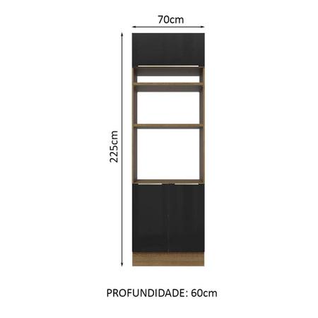 Imagem de Torre Quente Madesa Lux 70 cm 3 Portas - Rustic/Preto