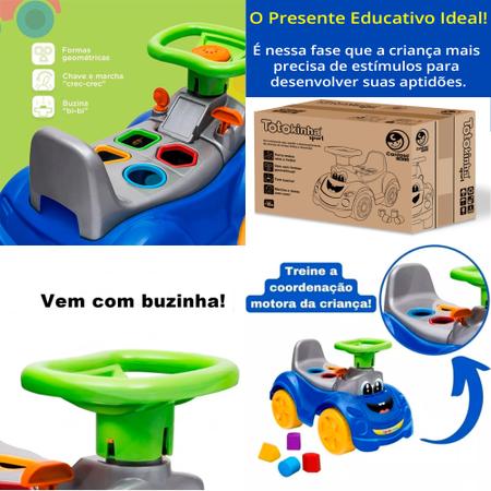 Imagem de Totokinha Sport Azul Carrinho Andador Infantil Presente Educativo Passeio Brincar Velotrol Quadriciclo