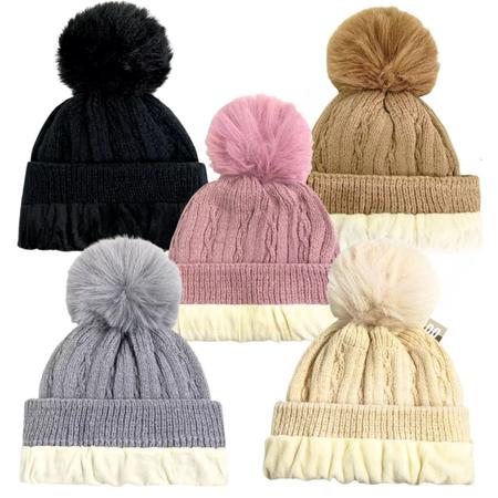 Imagem de Touca De Lã Gorro Adulto Inverno Frio Com Pompom Forrada