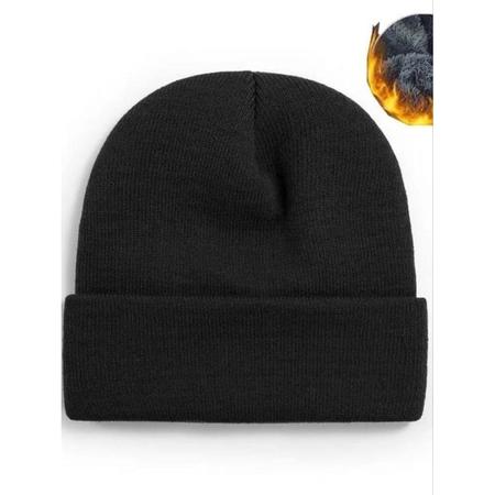 Imagem de Touca Gorro de Lã Forrado Preto Unissex