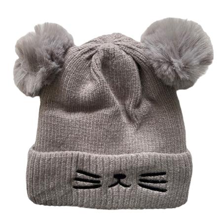 Touca Gorro De Pompom Infantil Criança Frio Fofinha Gatinho - Rosa