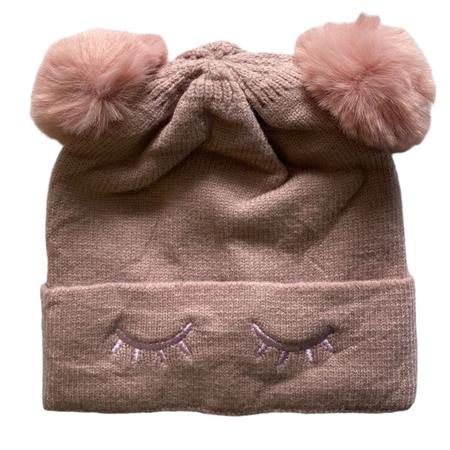 Touca Gorro De Pompom Infantil Criança Frio Fofinha Gatinho - Rosa