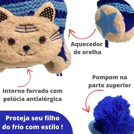 Touca Plush com Orelha Gato Cinza