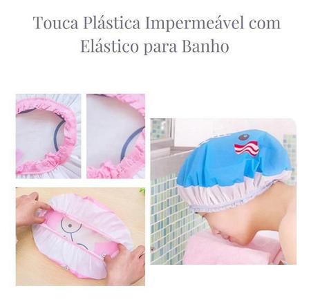 Imagem de Touca Infantil Plástico Banho Divertida Kit 4 Peças