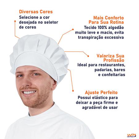 Imagem de Touca Tipo Gorro Unissex Para Clínicas Chef de Cozinha