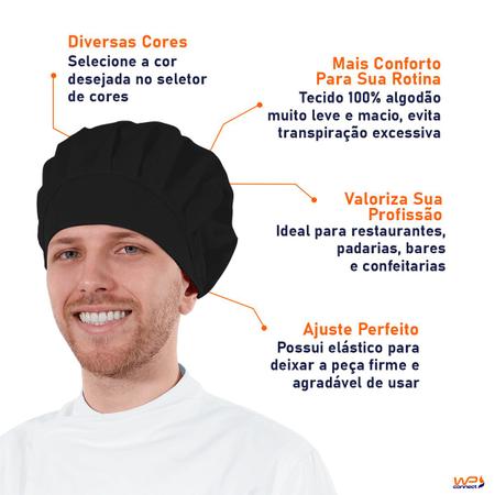 Imagem de Touca Tipo Gorro Unissex Para Clínicas Chef de Cozinha