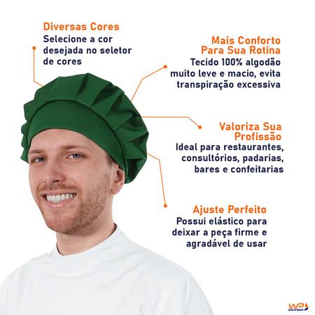 Imagem de Touca Tipo Gorro Unissex Para Clínicas Chef de Cozinha