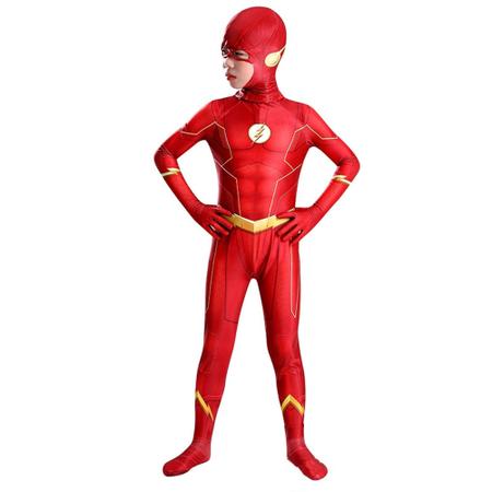 Imagem de Traje Flash Cosplay Infantil Bodysuit Elastano