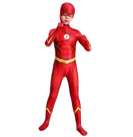 Imagem de Traje Flash Cosplay Infantil Bodysuit Elastano