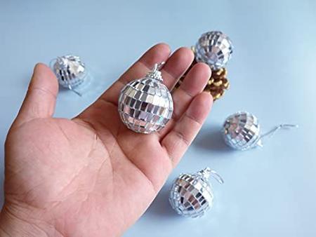 Imagem de Transun Moo 24 Pack 1,6 polegadas de prata disco bola pendurada espelho bola enfeites para festa casamento árvore de Natal decoração