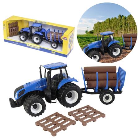 Imagem de Trator Agrícola Graneleiro Florestal Carretinha Brinquedo