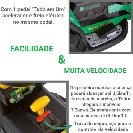 Trator de Pedal Infantil Peg Perego John Deere Ground Loader - Maçã Verde  Baby