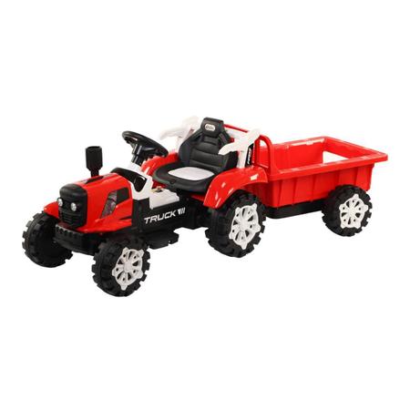 Imagem de Trator Elétrico Infantil Motorizado 12V Vermelho Com Caçamba