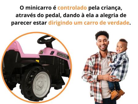 Imagem de Trator Elétrico Infantil Rosa Verde Amarelo Com Caçamba Grande 6V Inmetro Importway