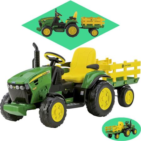 Trator de Pedal Infantil Peg Perego John Deere Ground Loader - Maçã Verde  Baby