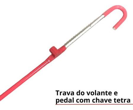 Imagem de Trava Carneiro Antifurto Pedal Volante Em Aço Resistente Para Carro