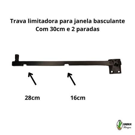 Imagem de Trava Limtadora Janela Basculante De Alumínio Preto 30Cm