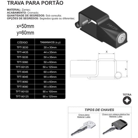Imagem de Trava Portão Tetra Cadeado 50 x 60 Preto Pacri