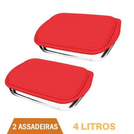 Imagem de Travessa Funda Retangular 4L C Tampa Sempre - 2Un