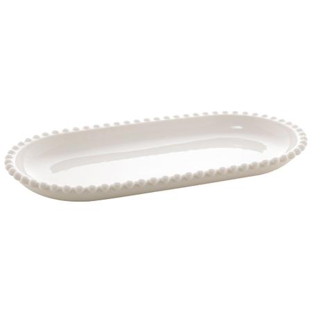 Imagem de Travessa Porcelana Oval Beads Branco