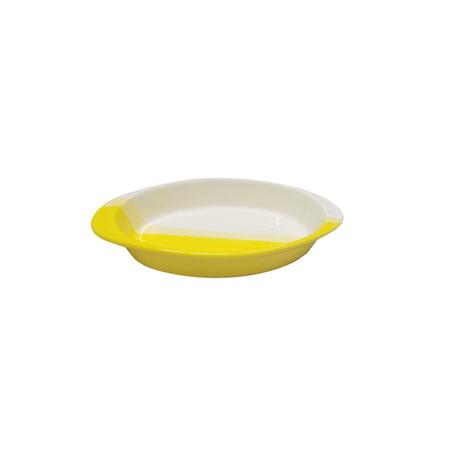 Imagem de Travessa Porcelana Tigela Oval Pequena Amarelo Branco 1un