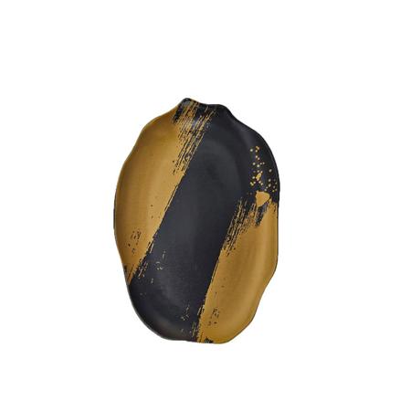 Imagem de Travessa Rasa Preta Dourado Ceramica Fosco Stone 29cm