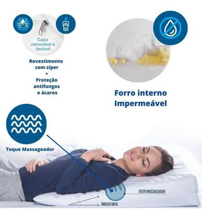Imagem de Travesseiro Antialérgico Rampa Terapêutica Ortopédica Anti-Refluxo Massageador + Forro Protetor Impermeável