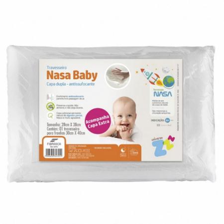 Imagem de Travesseiro Bebê Anti Sufocante Capa Dupla Quarto Berço Anti Ácaros Enxoval Fibrasca