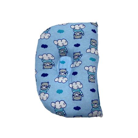 Imagem de Travesseiro Bebê Infantil Anatômico Dupla Face Urso Azul 25x17cm