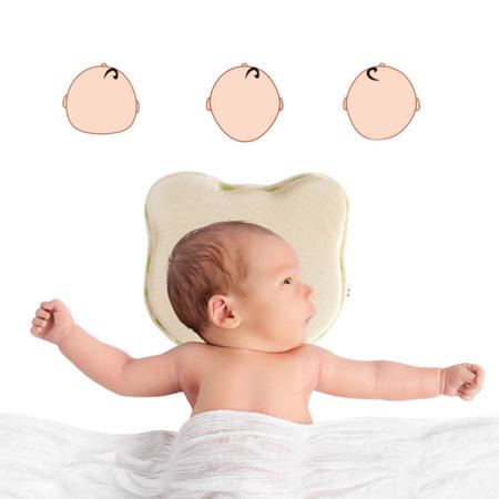 Imagem de Travesseiro Bebe Plagiocefalia Cabeça Chata Recém Nascido Anatômico Respirável Espuma 0 a 12 meses