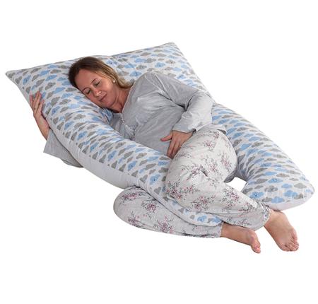 Imagem de Travesseiro de Corpo Gestante Grávida Almofada + Capa Fronha Retirável Confortável Nuvem Azul