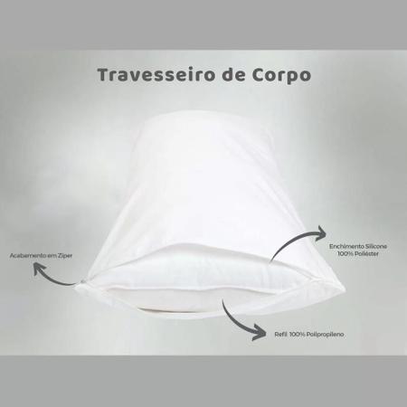 Imagem de Travesseiro de Corpo Longo Comprido com Fronha c/ Zíper - 90x38cm