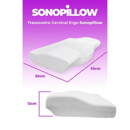 Imagem de Travesseiro Ergonômico - Sonopillow - Cervical Original, Sonofix i wanna pillow to sleep. Combate a insônia e o ronco.
