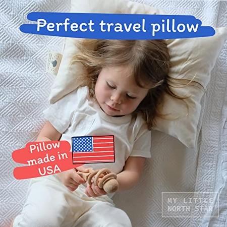 Imagem de Travesseiro infantil com fronha - Almofadas Orgânicas para Crianças para Dormir Feito nos EUA &amp Fronha Orgânica - Travesseiro de Viagem Perfeito - 13x18 Máquina Lavável Travesseiro Pequeno para Creche, Conjunto de Cama, Berço, Branco