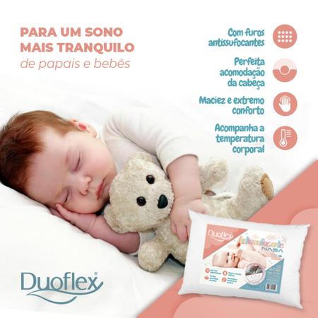 Imagem de Travesseiro Infantil Nasa Antissufocante Duoflex Viscoelástico 40x30