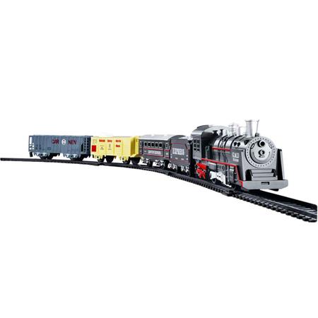 Trem Expresso Com 4 Vagões E Trilho Oval Brinquedo 78cmx26cm