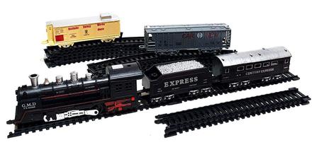 O trem das crianças ajustou o trem modelo a pilhas brinquedos 4 seções trem  a vapor com veículos da carga locomotiva brinquedo educacional - AliExpress